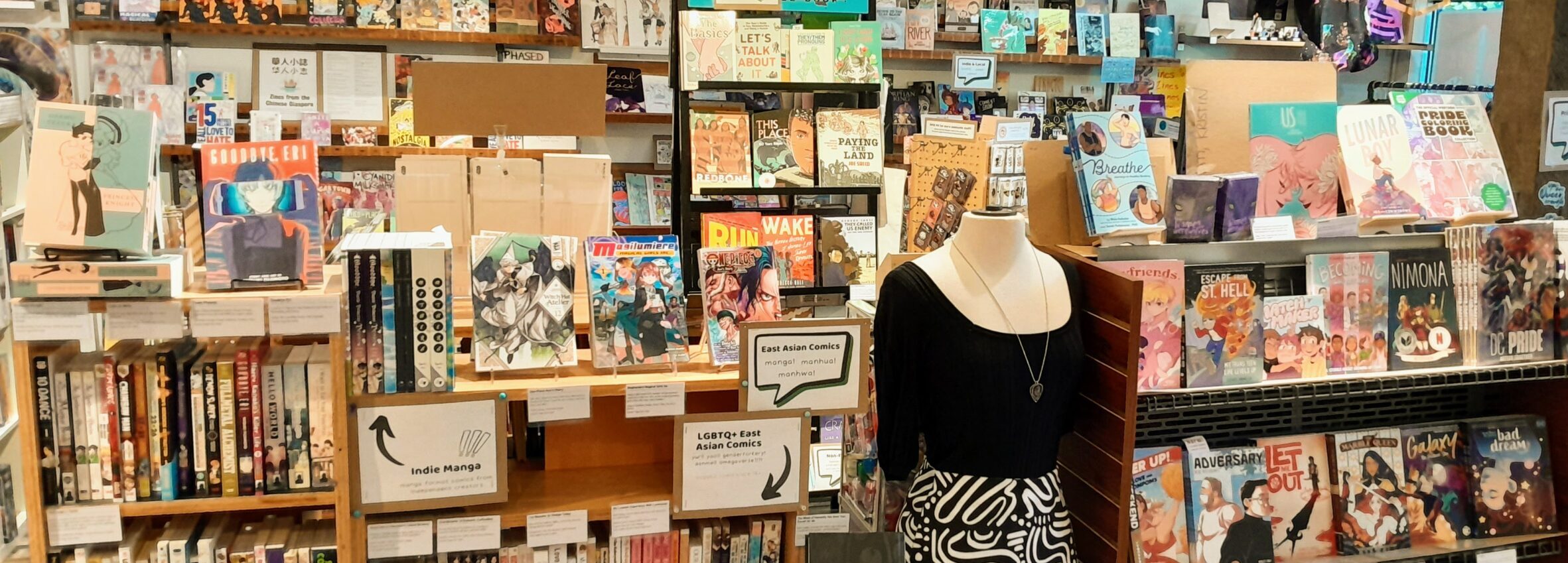 Photo of the interior of a (comic) book store.